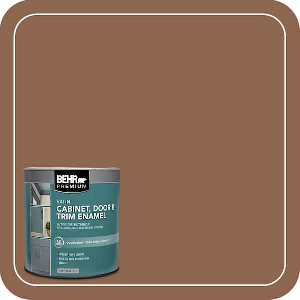 BEHR PREMIUM 1 qt. #MQ2-01 Burnished Brandy Satin Enamel Interior/Exterior Cabinet, Door & Trim Paint (2)