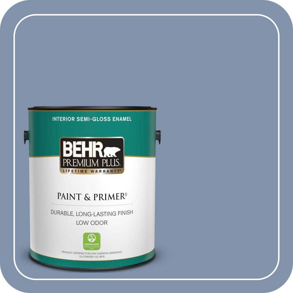 BEHR PREMIUM PLUS 1 gal. #T16-13 Stratus Semi-Gloss Enamel Low Odor Interior Paint & Primer