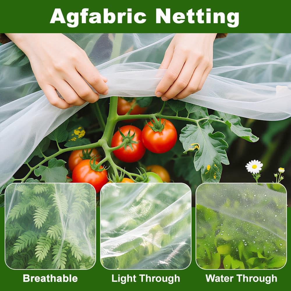 Agfabric 10 ft. x 12 ft. Outdoor Insect Netting Biological Pest Control for Bird Lawn Insect, White (2)