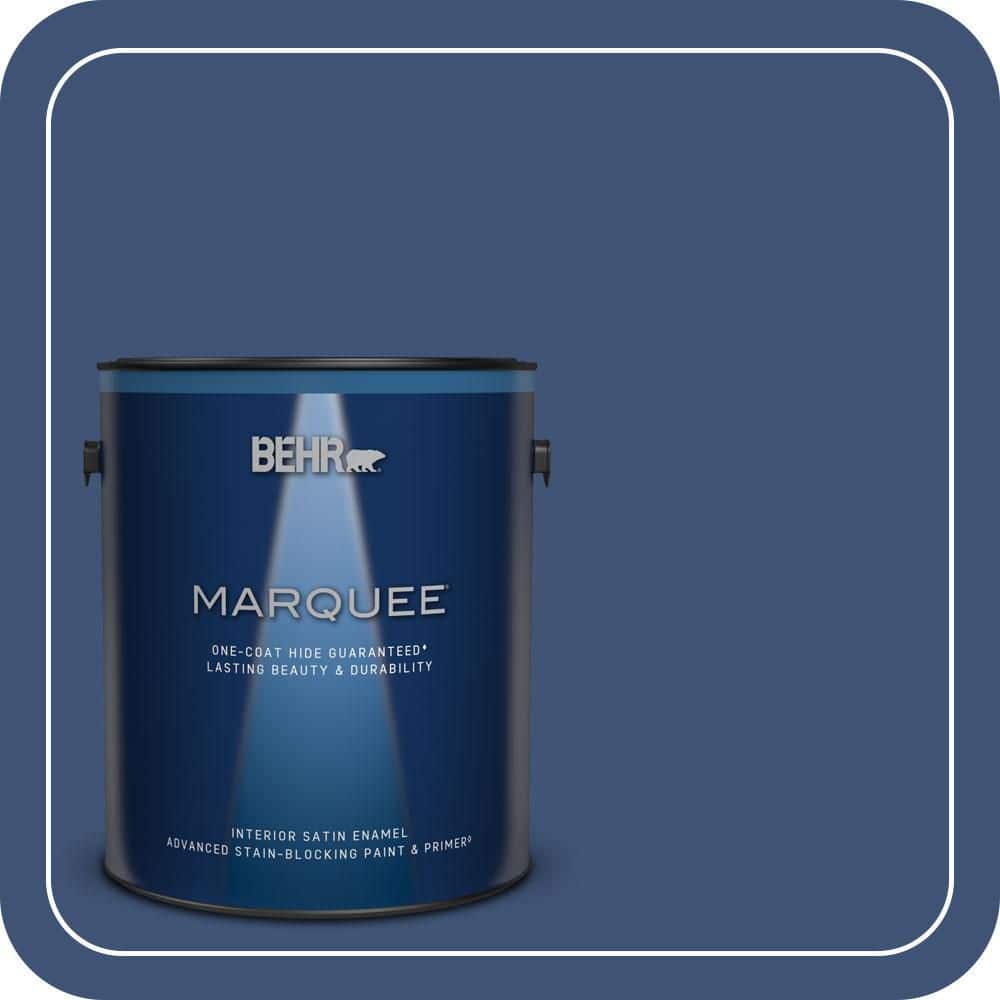 BEHR MARQUEE 1 gal. #600D-7 Daring Indigo Satin Enamel Interior Paint & Primer (1)