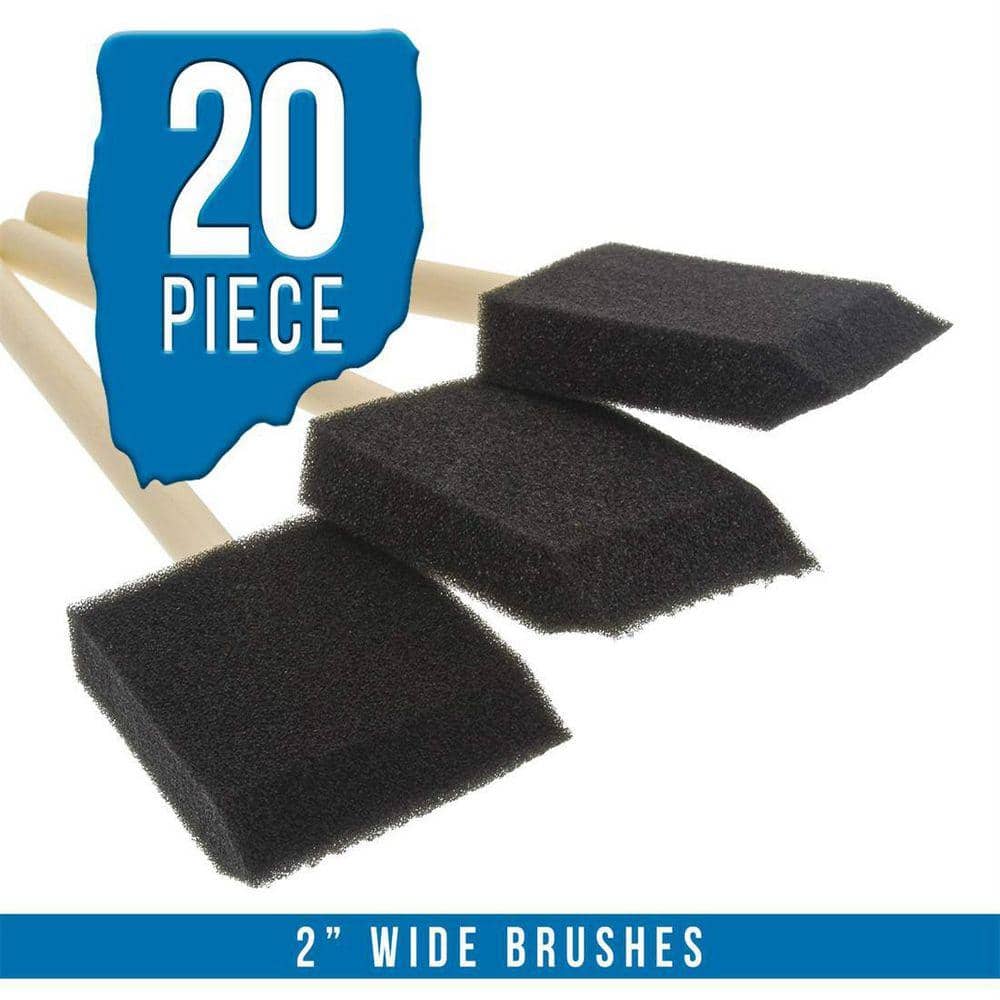 Dracelo 2 in. Flat, Paint Brush Set Foam Paint Brushes with Wood Handle (20-Pack) (3)