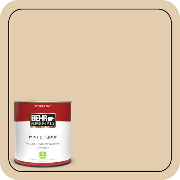 BEHR PREMIUM PLUS 1 qt. #MQ3-44 Ancient Scroll Flat Low Odor Interior Paint & Primer (2)