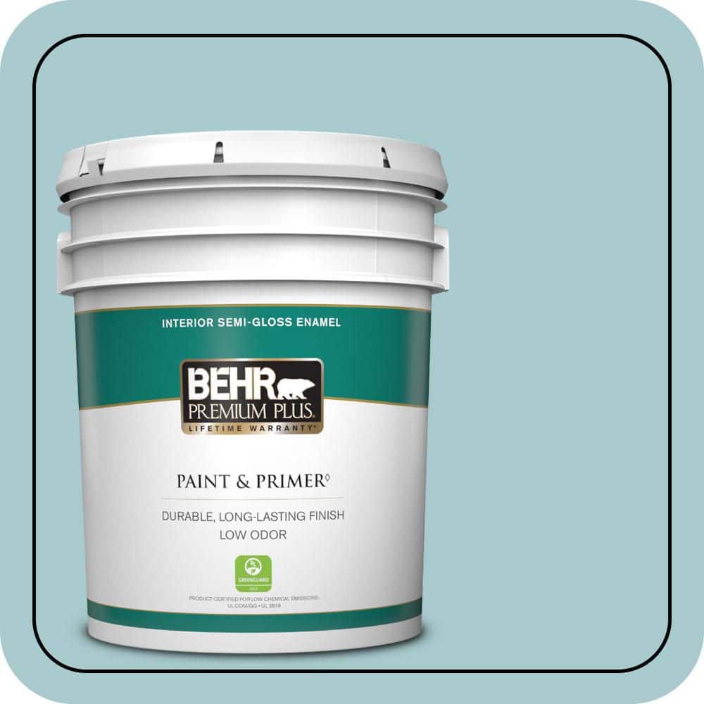 BEHR PREMIUM PLUS 5 gal. #PMD-95 Coastal Surf Semi-Gloss Enamel Low Odor Interior Paint & Primer