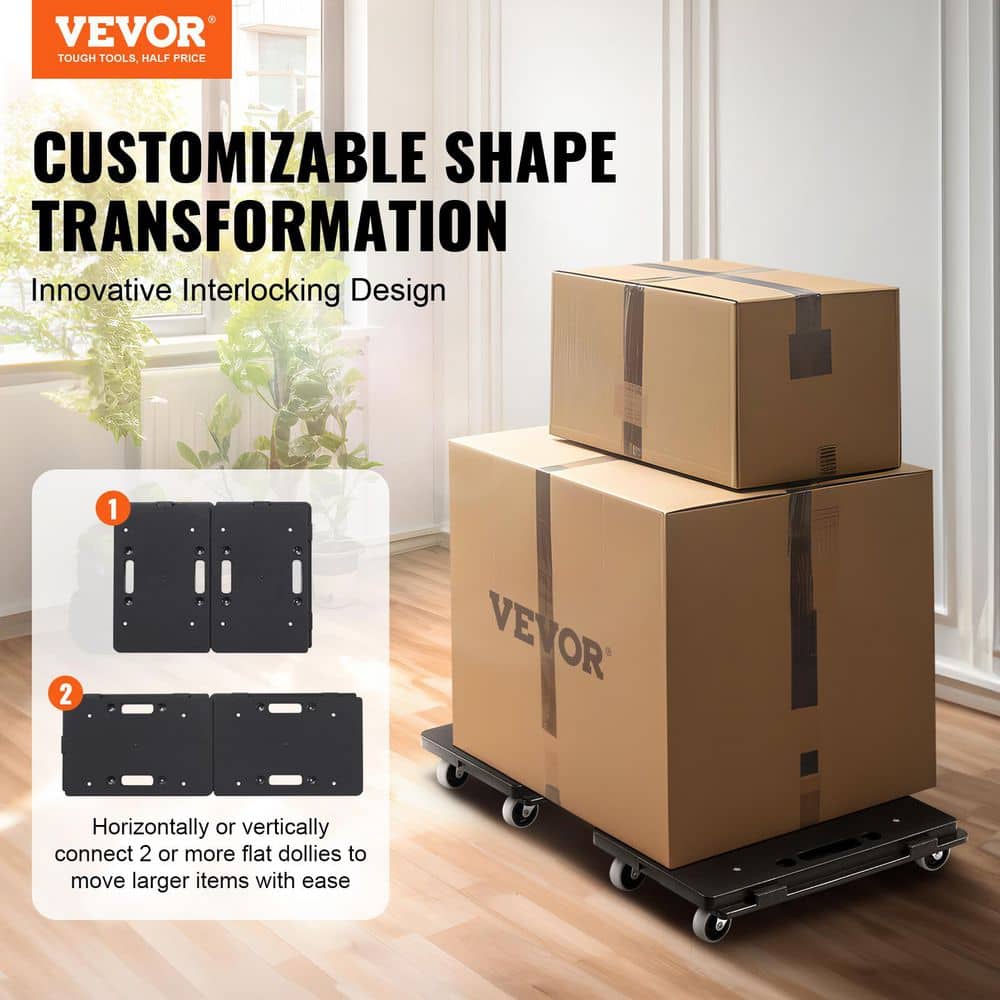 VEVOR Furniture Dolly, 500 lbs. Capacity Each Count, Heavy Duty 4-Wheel Mover, Portable Flat Cart for Heavy Furniture, 2 Pack (2)