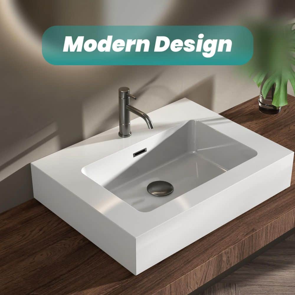 Boyel Living 24 in. W 18.1 in. D Solid Surface Vanity Top with Integrated Basin (Drain and faucet are NOT included) (4)