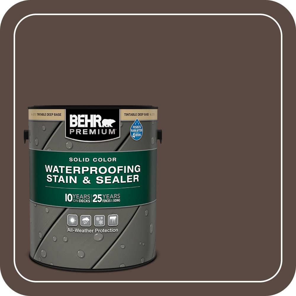 BEHR PREMIUM 1 gal. #SC-105 Padre Brown Solid Color Waterproofing Exterior Wood Stain and Sealer (1)