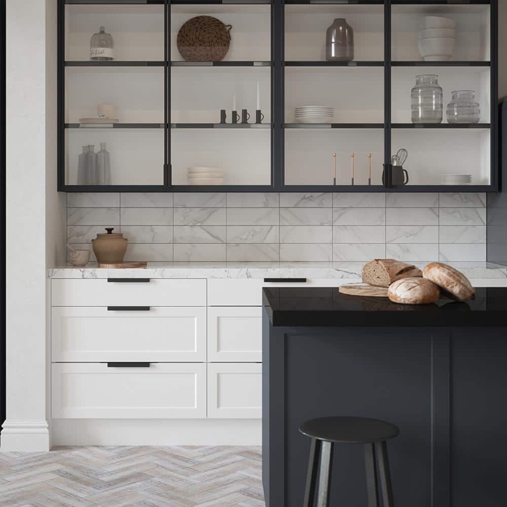 Jeffrey Court Glossy Ocean Carrara White 4 in. x 12 in. Glossy Ceramic Wall Tile (0.322 sq. ft./Each) (3)