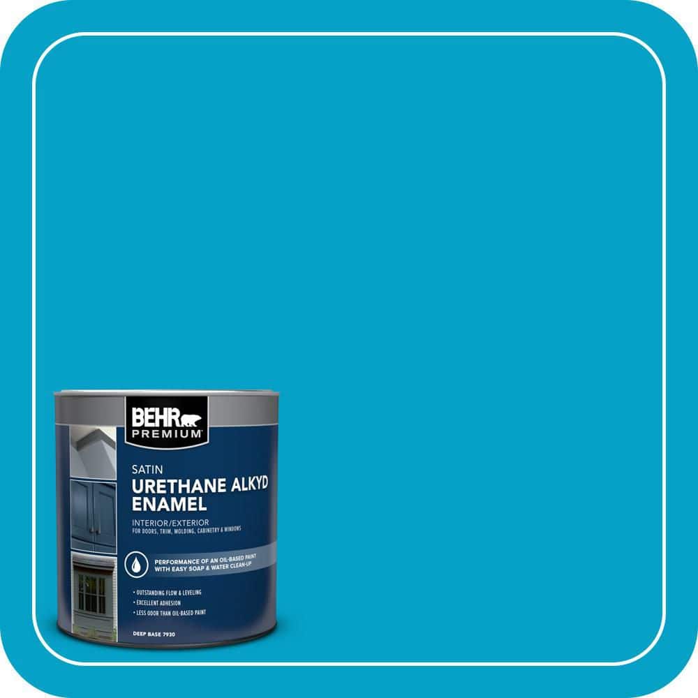 BEHR PREMIUM 1 qt. #AE-44 Electron Blue Satin Enamel Urethane Alkyd Interior/Exterior Paint (1)