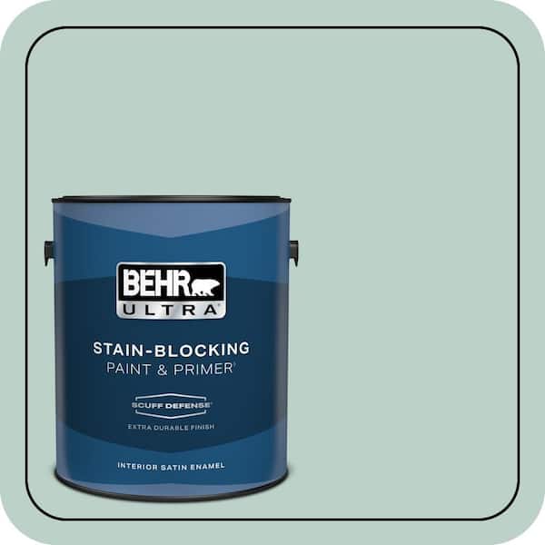 BEHR ULTRA 1 gal. #S420-2 Moon Glass Extra Durable Satin Enamel Interior Paint & Primer (2)