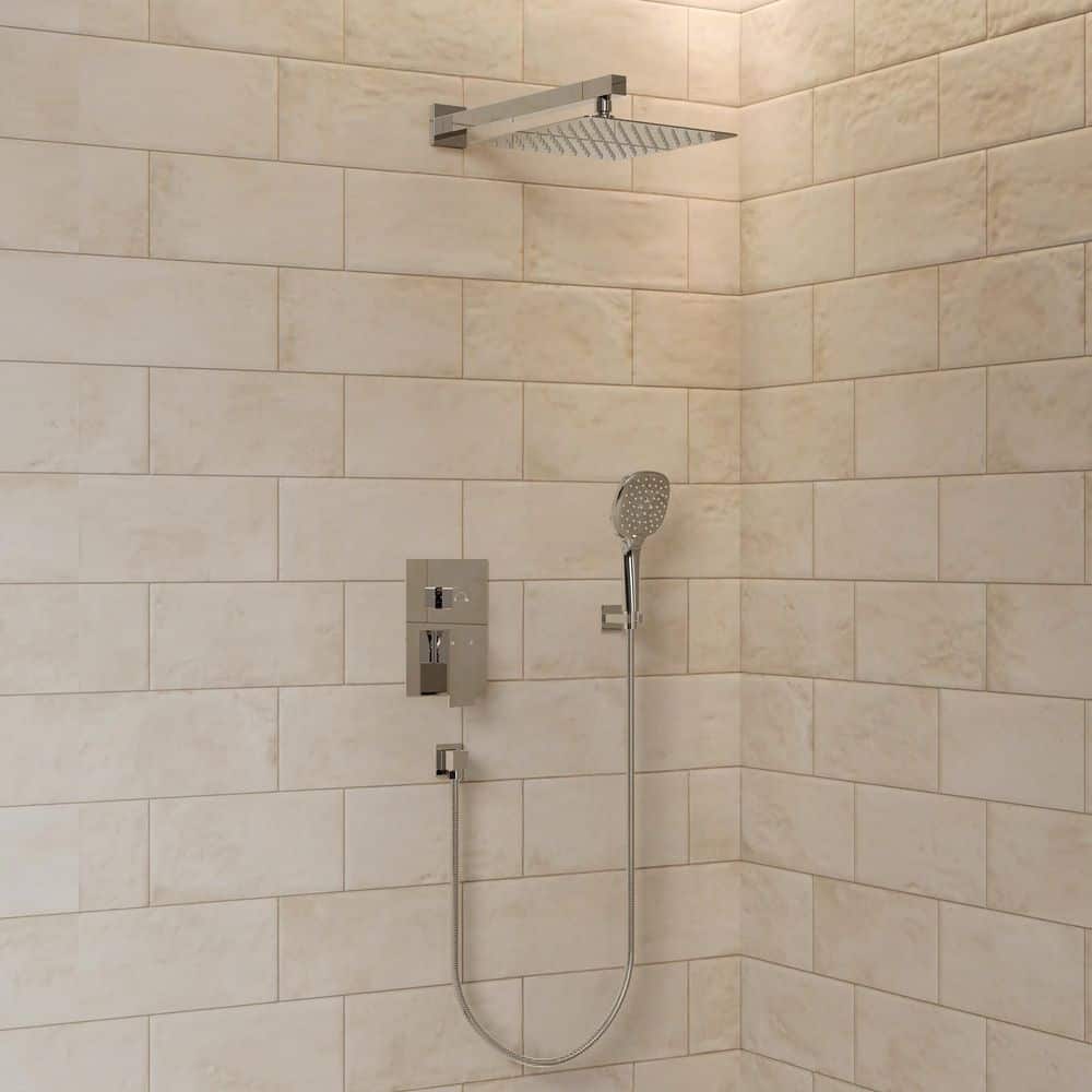 GRANDJOY 4-Spray 1-Handle Wall Mount 10 in. Tub and Shower Faucet Handheld Shower Head 2.5 GPM in Chrome Valve Included (2)