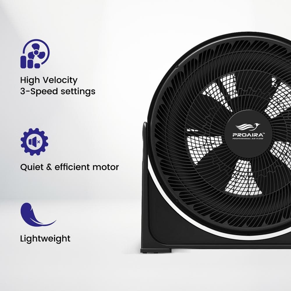 PROAIRA 20 in. 3 Speed Control Box Fan in Black (3)