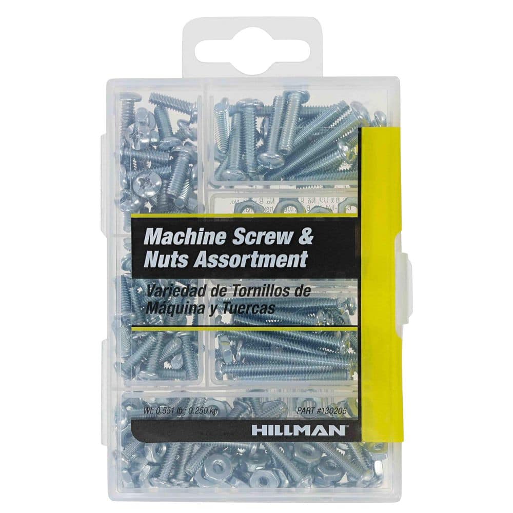 Hillman Zinc Machine Screw and Nut Assorted Kit (200-Pack)