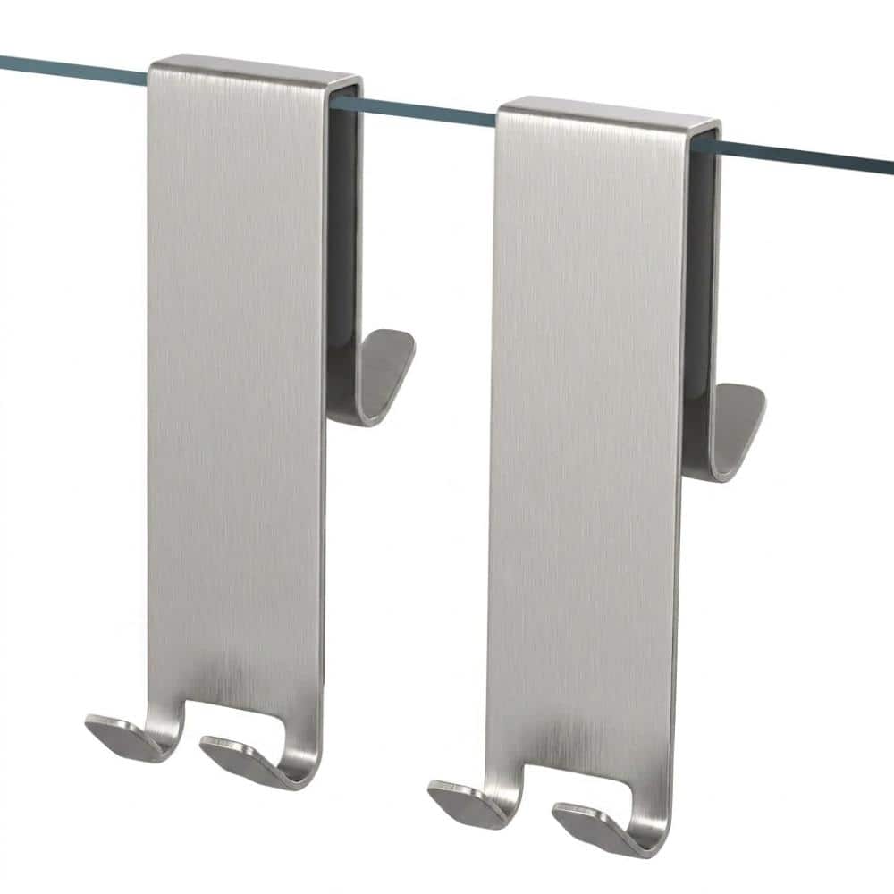 Unbranded Robe and Towel Hook, 7 in Double-Sided Frameless Shower Hook, Heavy-Duty Stainless Steel, 2-Pack, Silver (1)