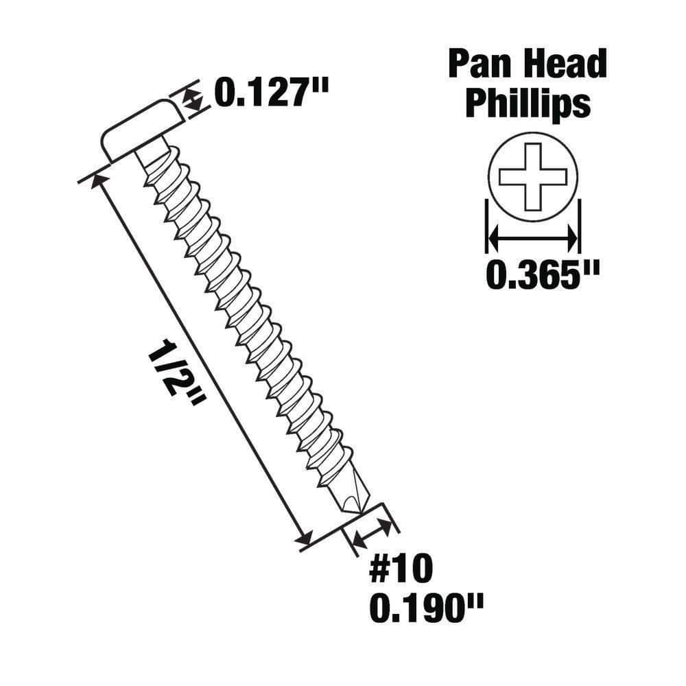 Everbilt #10 . Stainless Steel Phillips Pan Head Sheet Metal Screw (4)