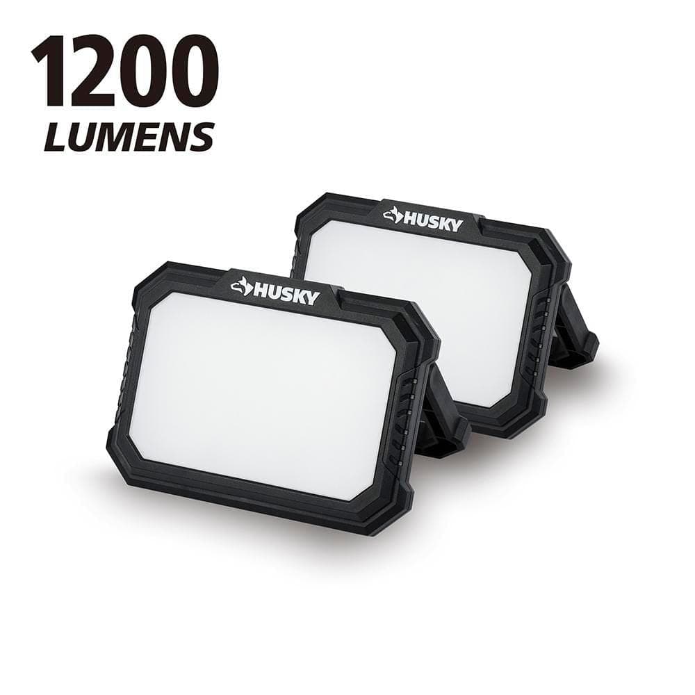Husky 1200 Lumens Rechargeable LED Magnetic Utility Light with White Adjustable (2-Pack) (2)