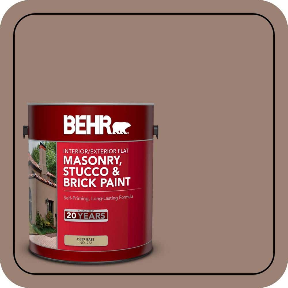 BEHR 1 gal. #N190-5 Frontier Brown Flat Interior/Exterior Masonry, Stucco and Brick Paint