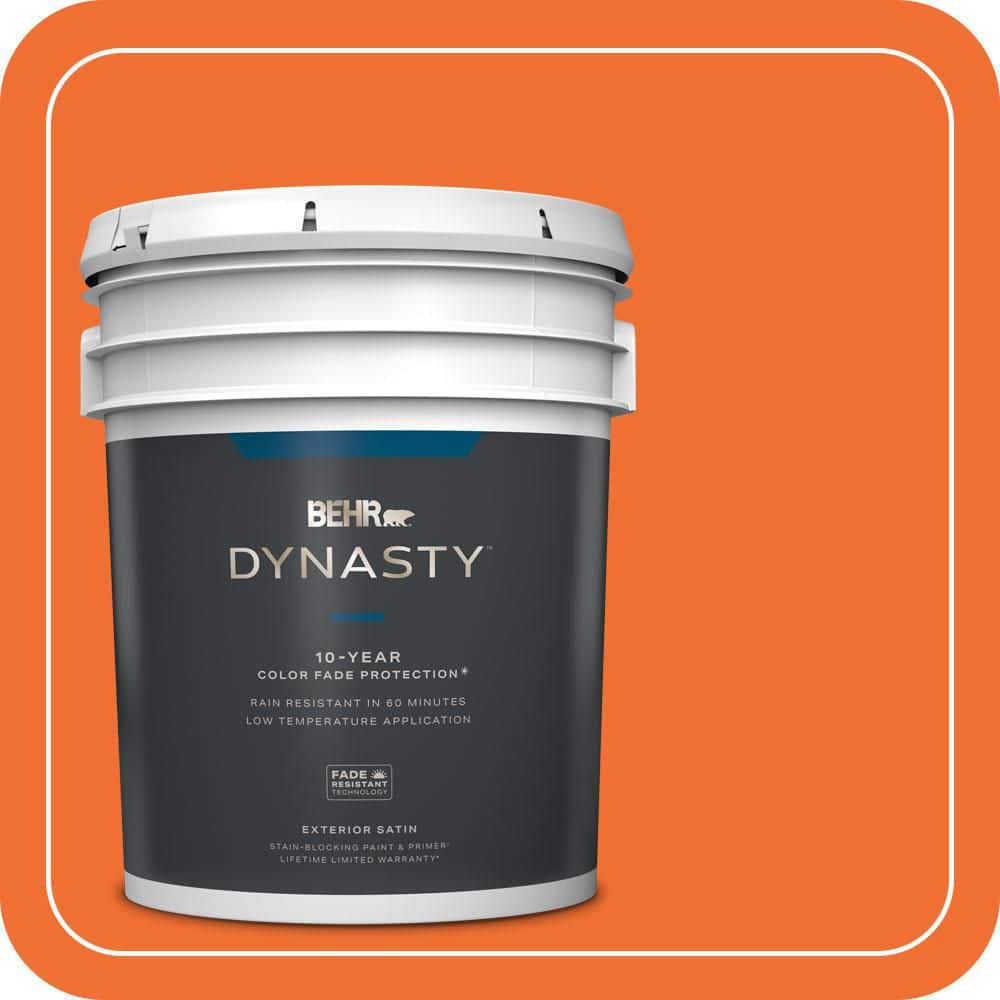 BEHR DYNASTY 5 gal. #S-G-240 Dragon Fire Satin Enamel Exterior Stain-Blocking Paint & Primer