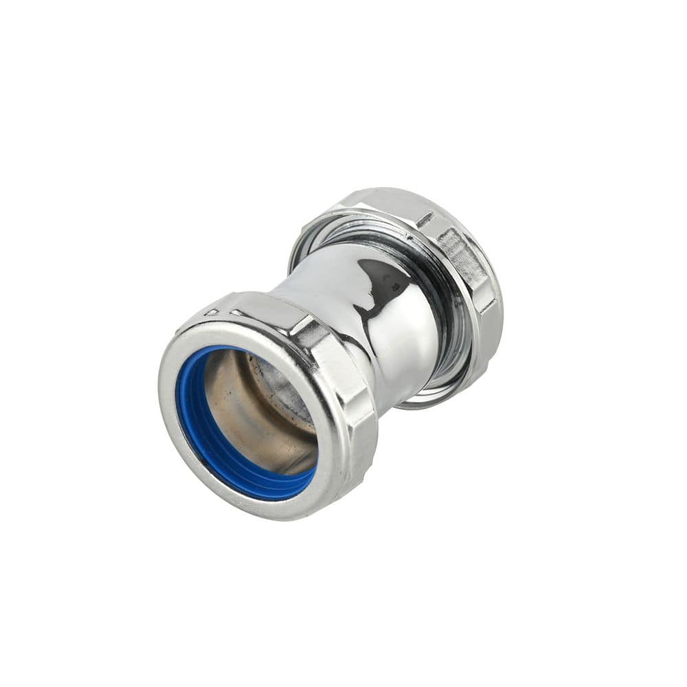 Everbilt 1-1/4in. x 2in. 20-Gauge Chrome-Plated Brass Double Slip-Joint Compression Coupling (3)