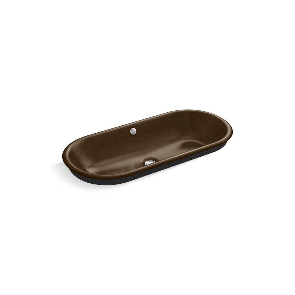 KOHLER Iron 33 in. x 15.63 in. Vessel Bathroom Sink in Black 'n Tan Cast Iron (1)