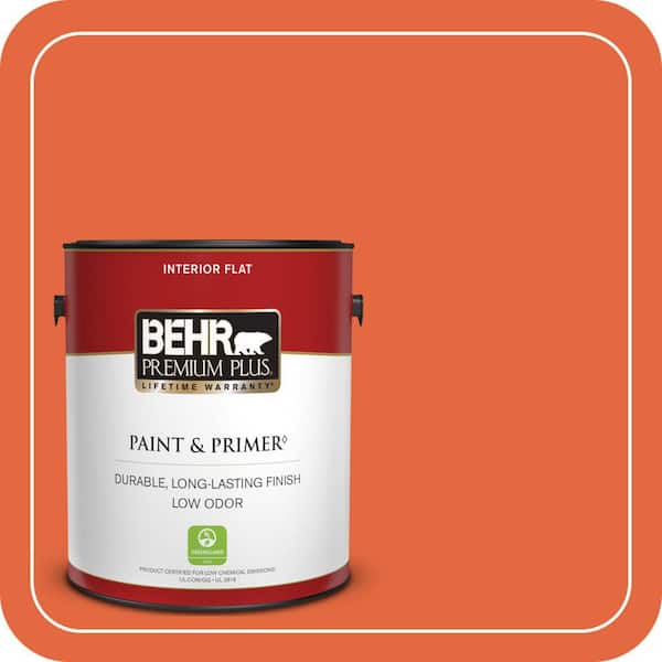 BEHR PREMIUM PLUS 1 gal. #P190-6 Emergency Zone Flat Low Odor Interior Paint & Primer (2)