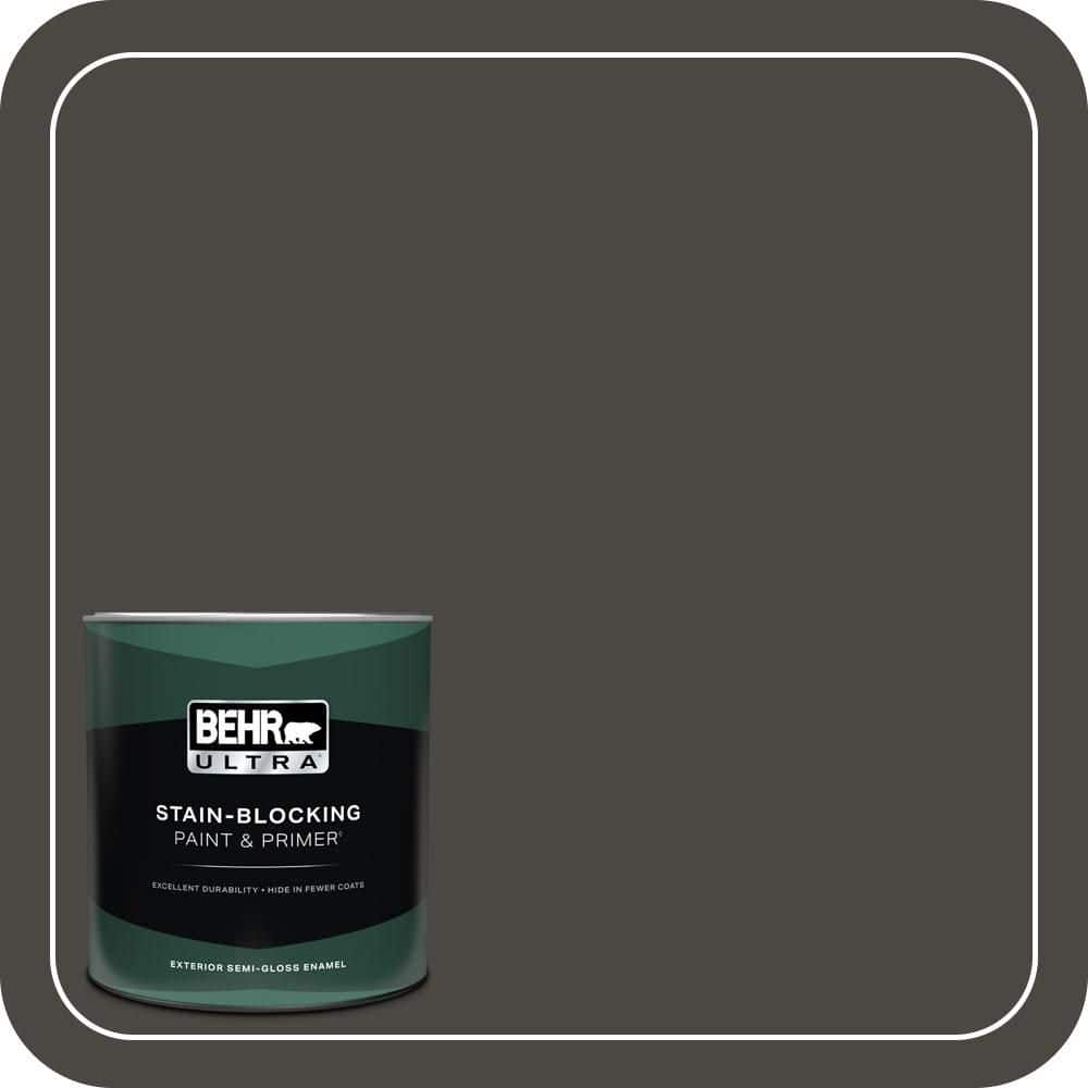 BEHR ULTRA 1 qt. #PPU24-01 Black Mocha Semi-Gloss Enamel Exterior Paint & Primer