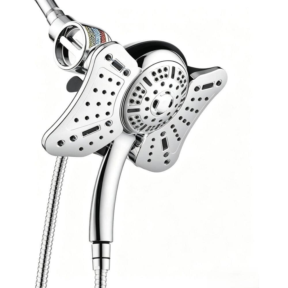 Numhew High Pressure 1-Piece Shower Head Combo with Handheld and Rainfall in Silver (1)