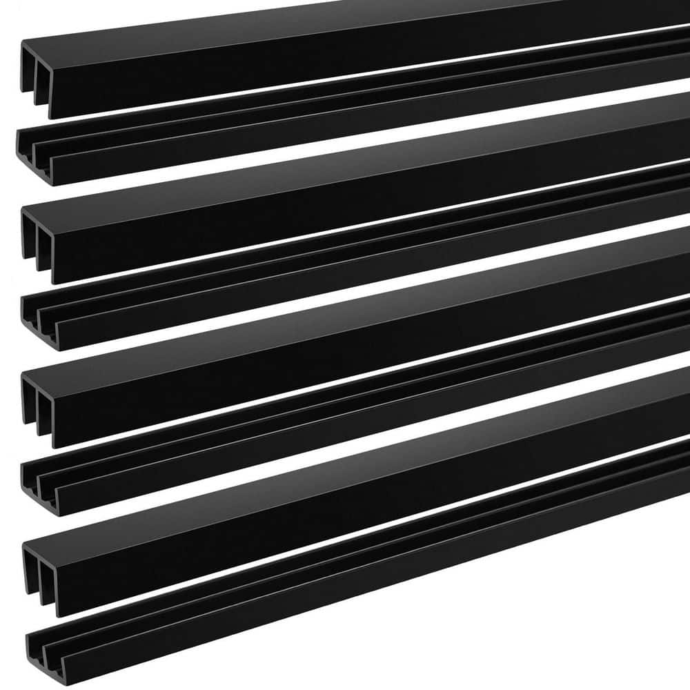 Wudkey 4 Sets Plastic Sliding Black Sliding Door Track Set for Sliding Cabinets Doors, Easy Quick Installation (1)