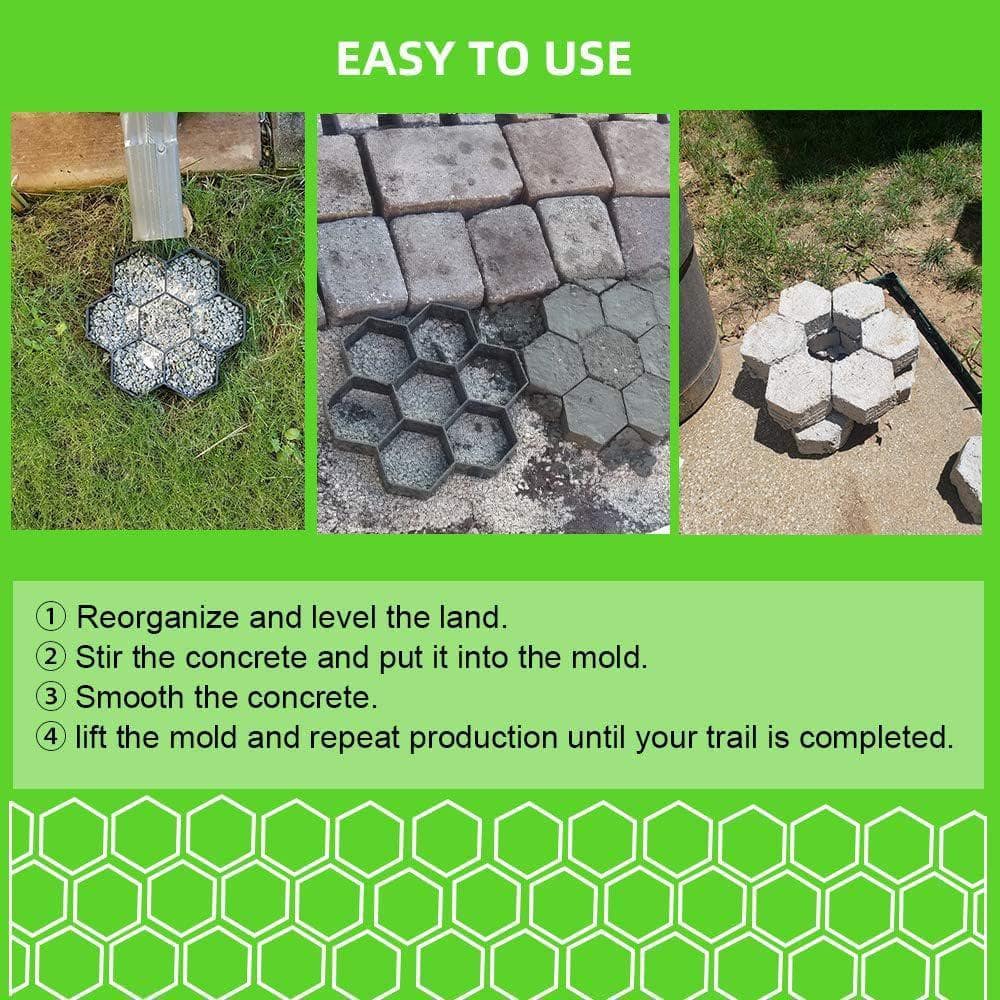KIWDZFU 15.7 x 15.7 x 1.57 Concrete Molds Reusable Walk Maker Stepping Stone Paver Path Maker for Lawn Patio Garden DIY (3)