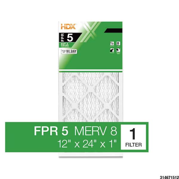HDX 12 in. x 24 in. x 1 in. Standard Pleated Air Filter FPR 5, MERV 8 (2)