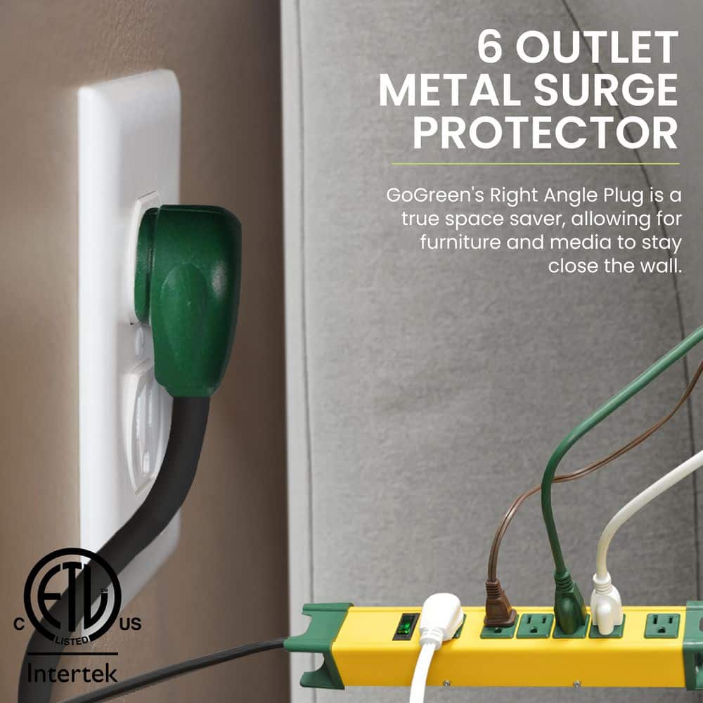 GoGreen Power 6 Outlet Metal Surge Protector w/ 6 ft. Heavy Duty Cord (3)