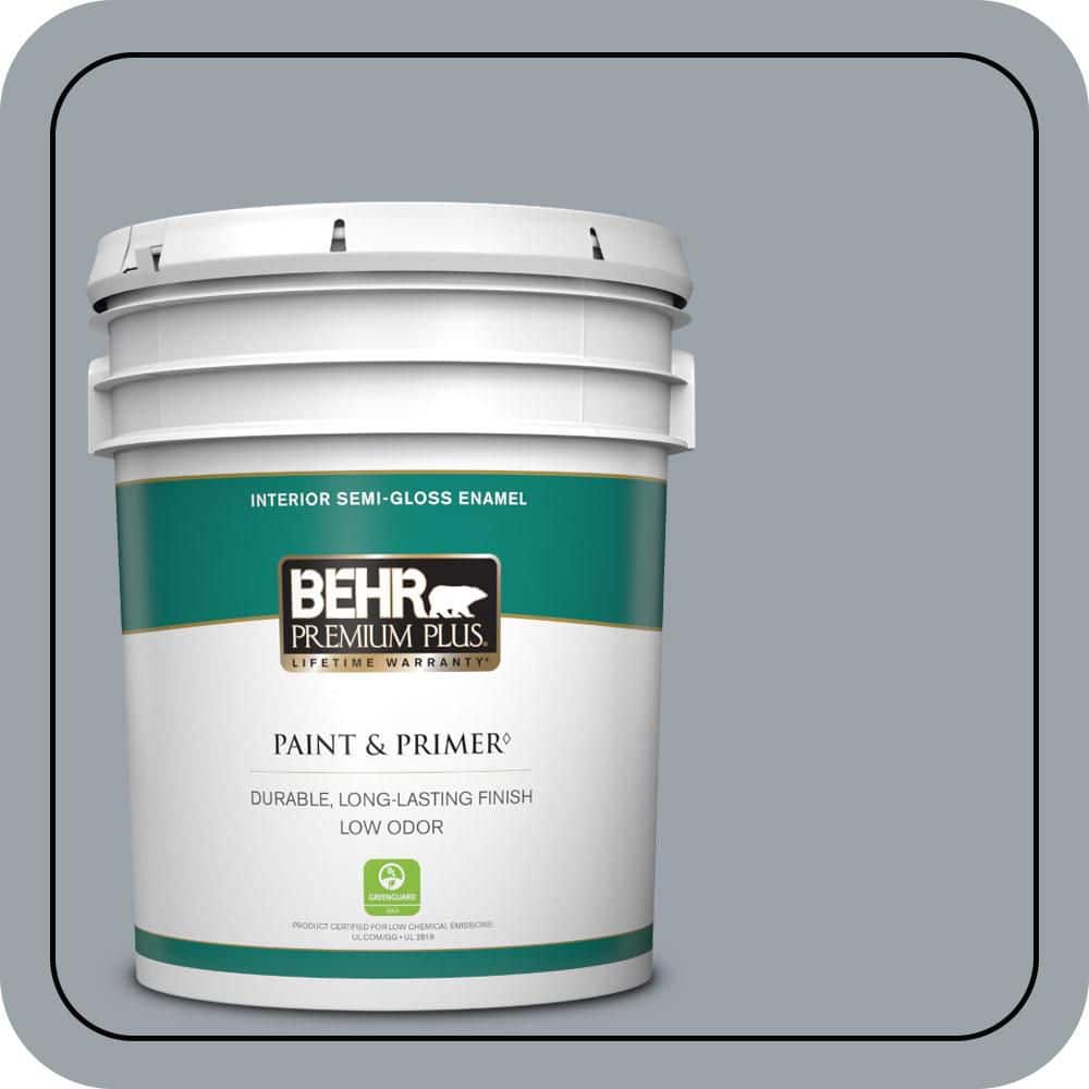 BEHR PREMIUM PLUS 5 gal. #MQ5-22 Rainmaster Semi-Gloss Enamel Low Odor Interior Paint & Primer