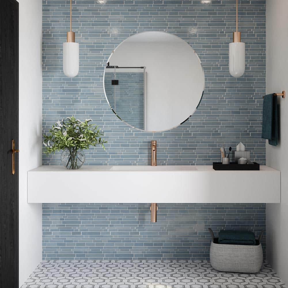 Jeffrey Court Polar Orbit Blue 11.625 in. x 11.625 in. Interlocking Glossy Glass Mosaic Wall Tile (0.938 sq. ft./Each) (3)