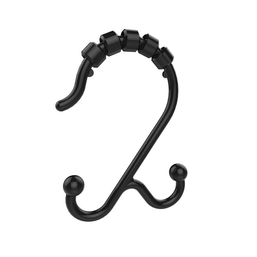 Zenna Home NeverRust Aluminum Double Roller Shower Hooks in Matte Black (12-Pack) (2)
