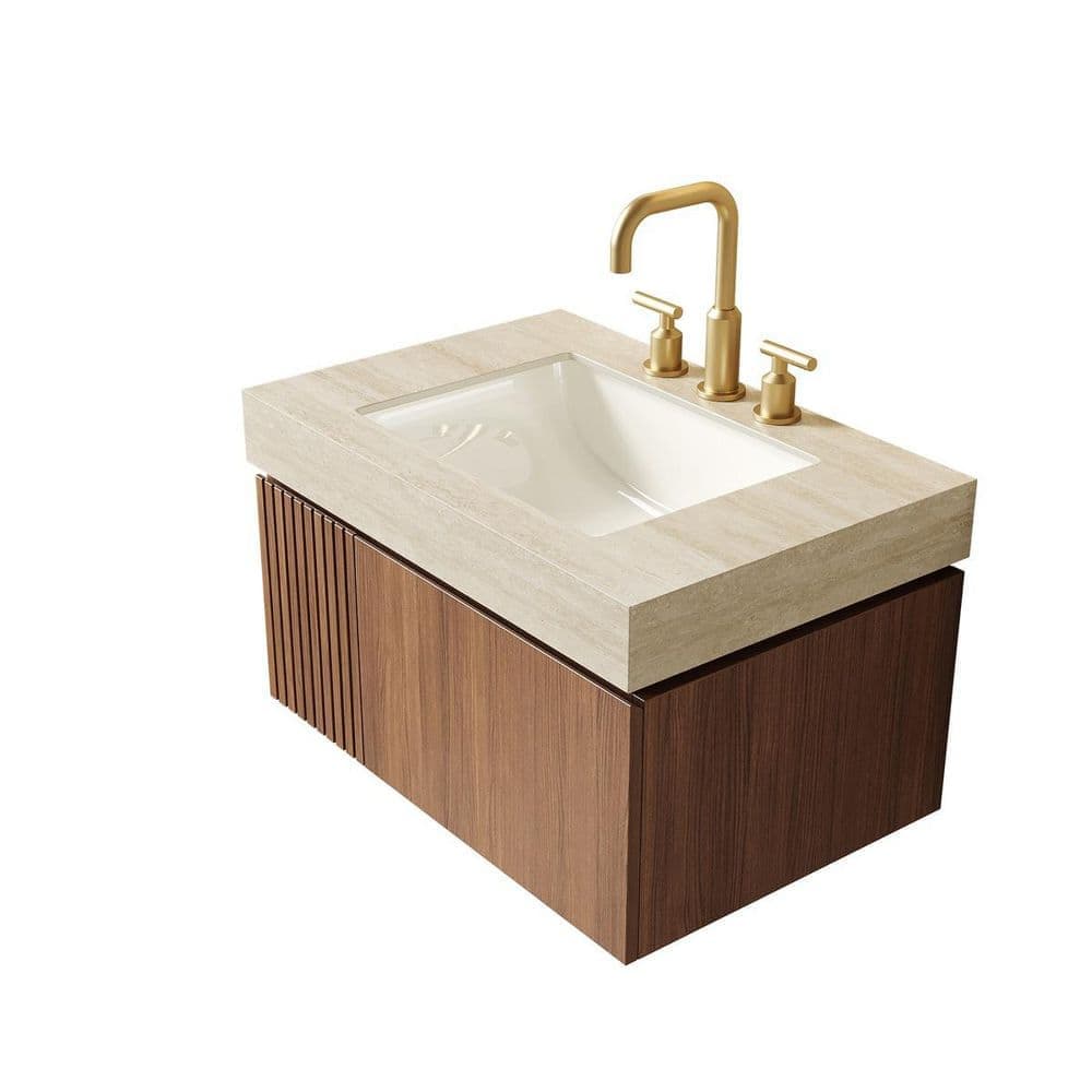 LIVACA 30 in. Bathroom Sink 19 in. Drop-In Sink in Beige with Sintered Stone Countertop and Ceramic Basin (3)