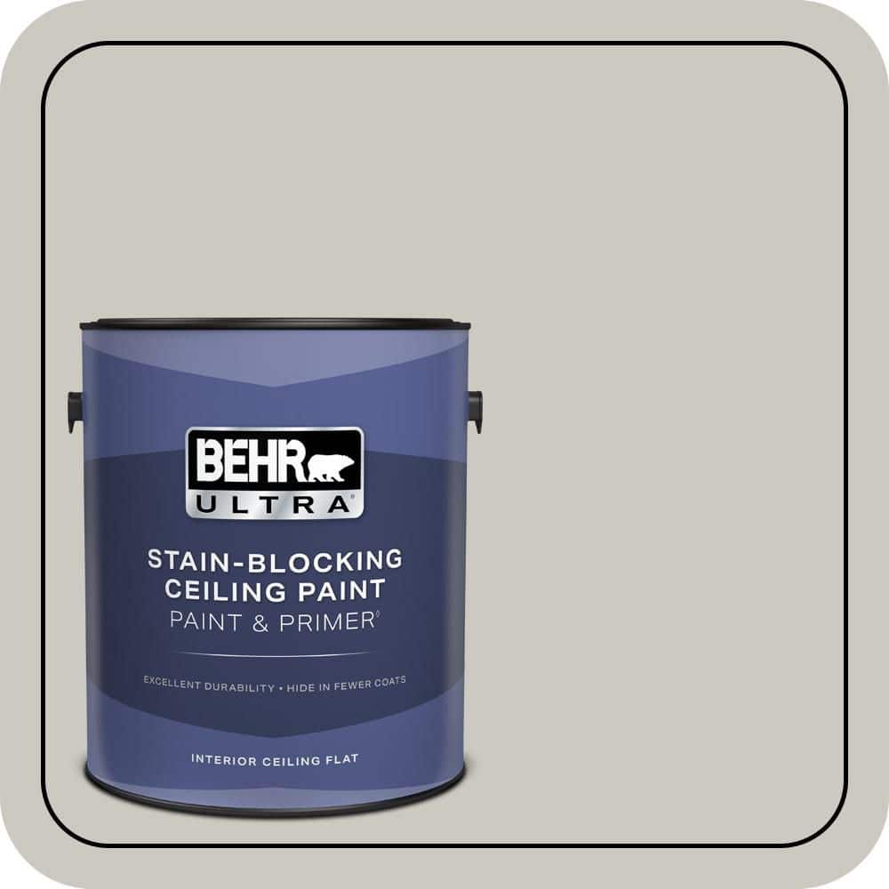 BEHR ULTRA 1 gal. Designer Collection #DC-008 Gratifying Gray Ceiling Flat Interior Paint & Primer (1)