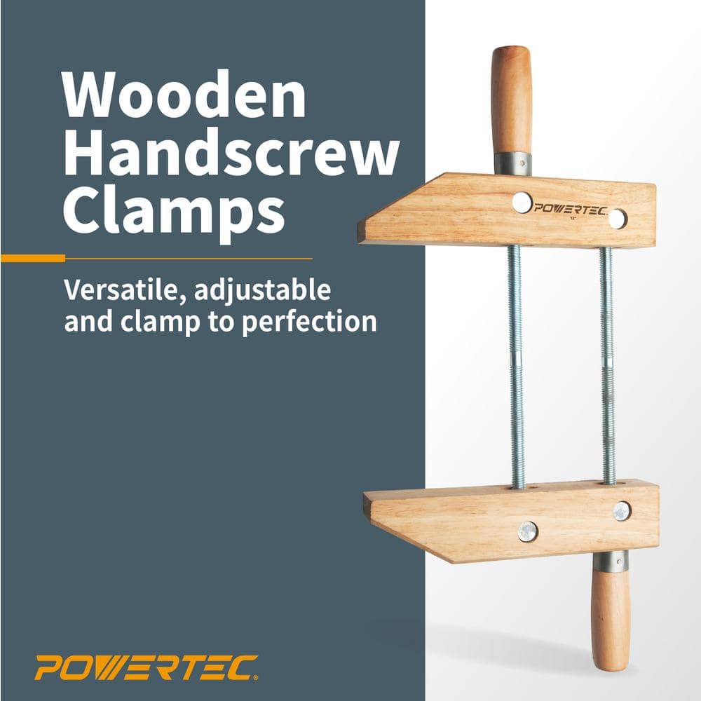‎POWERTEC 12 in. Wooden Handscrew Clamp, Hand Screw Clamps for Woodworking (2-Pack) (3)