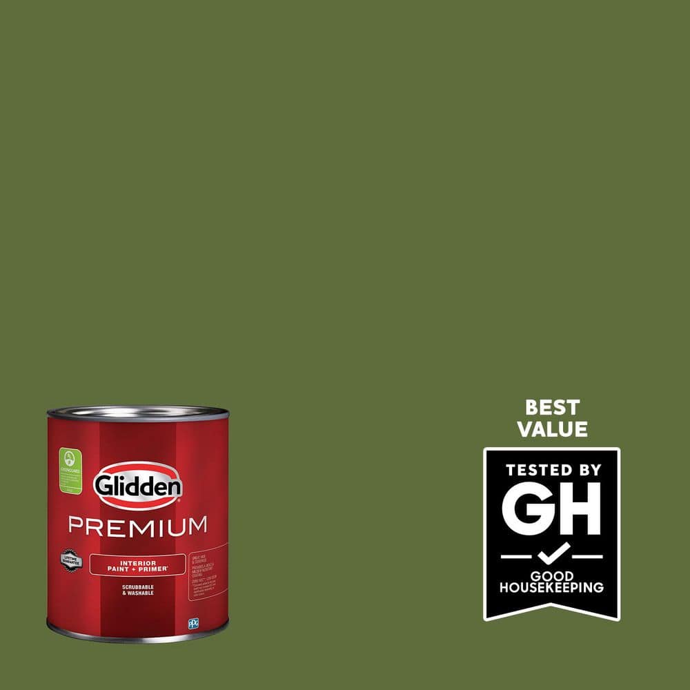 Glidden Premium 1 qt. PPG1121-7 Globe Artichoke Satin Interior Latex Paint (2)