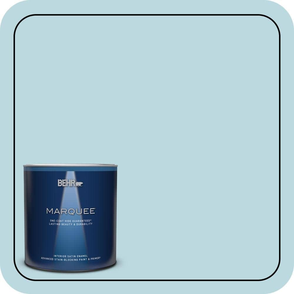 BEHR MARQUEE 1 qt. #S460-1 Air Blue Satin Enamel Interior Paint & Primer