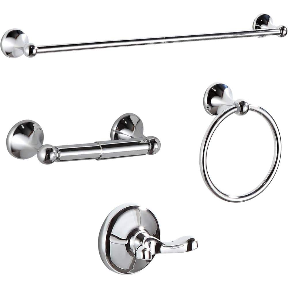Unbranded Bath Hardware Set w/Adjustable Expandable Towel Bar, Ring, Robe Hook and Toilet Paper Holder