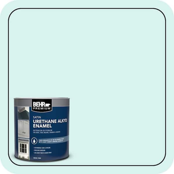 BEHR PREMIUM 1 qt. #P450-1 Sea Ice Satin Enamel Urethane Alkyd Interior/Exterior Paint (2)