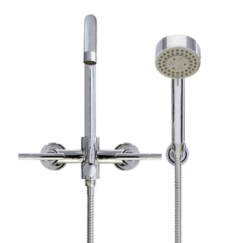 MODONA Modern 6 in. 2-Handle 3-Spray Tub and Shower Faucet with Massage Hand Held Shower in Polished Chrome (Valve Included) (2)