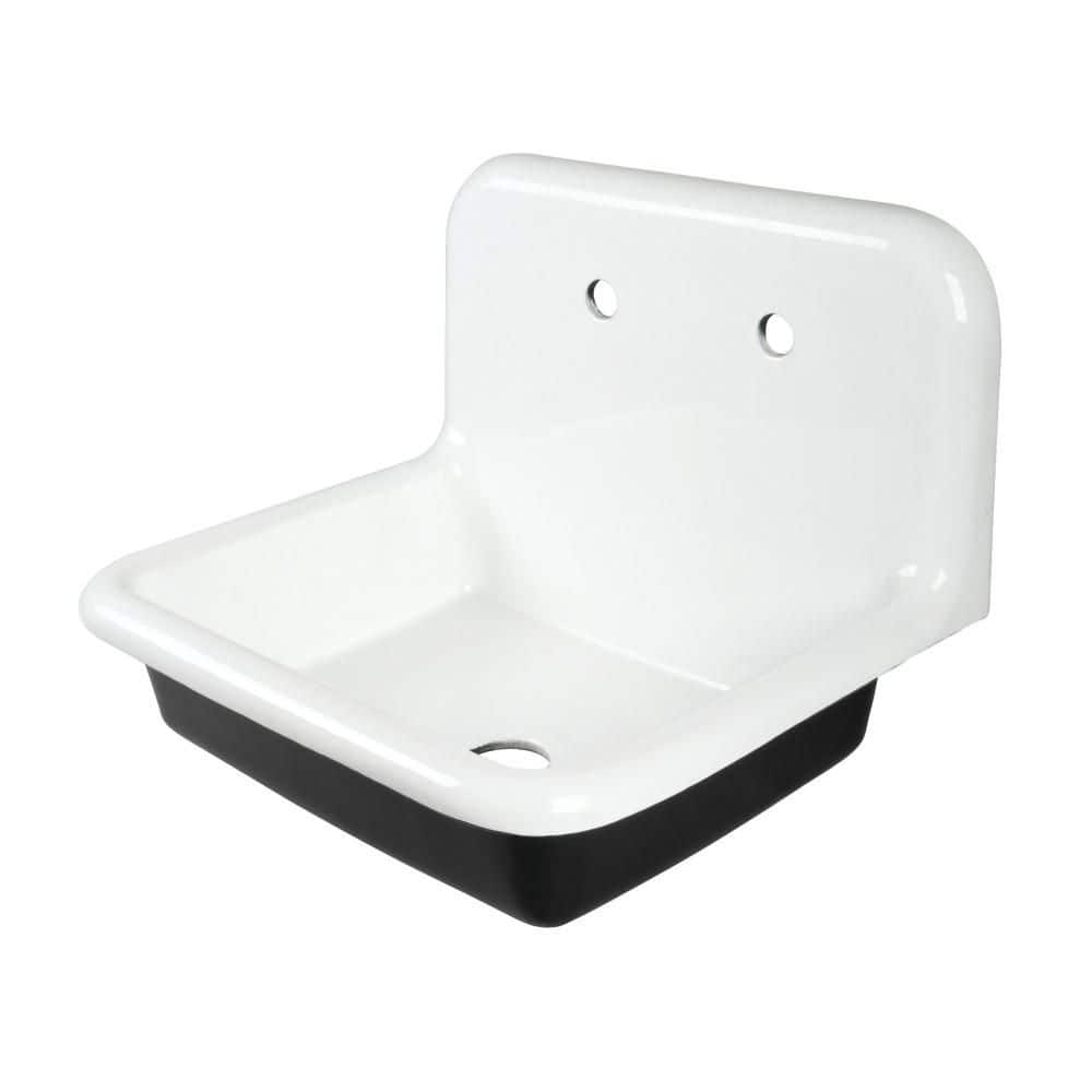 Kingston Brass Petra Galley Cast Iron 24 in. Wall Mount Laundry/Utility Sink White in White (1)