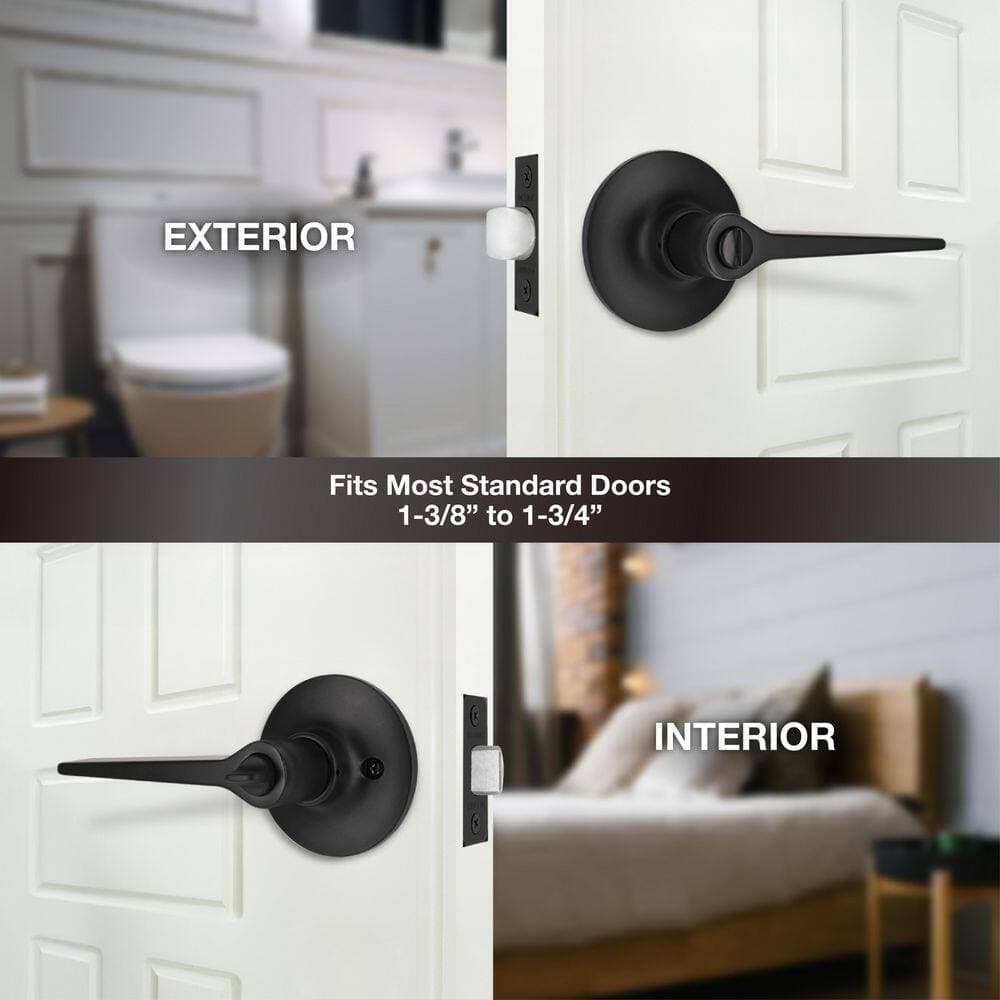 Defiant Freedom Matte Black Bed/Bath Door Lever 12-Pack (2)