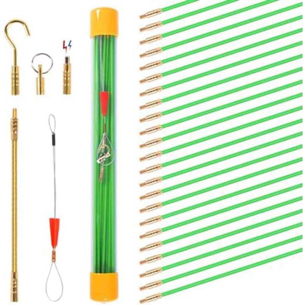 YICHUHAOXI 32.5 ft. Fiberglass Electrical Wire Cable Glow Rods Fish Tape Set with Accessories Green (1)
