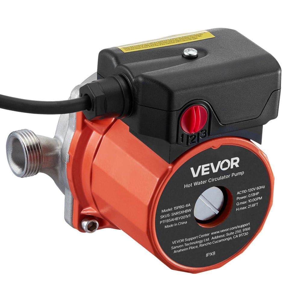 VEVOR Hot Water Recirculating Pump, 10 GPM, Instant Circulation Circulator Pump System, 3-Speed Control, 0.13 HP, 110-120-Volt