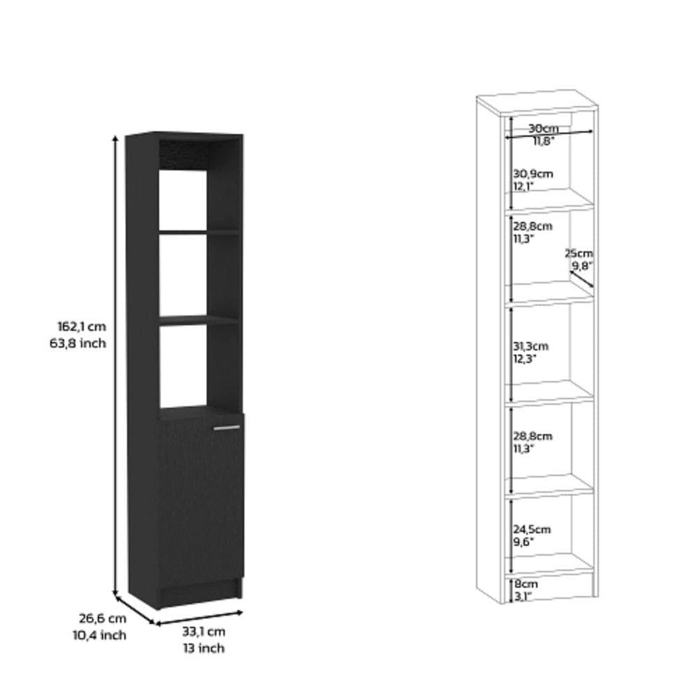 Adrinfly 16.92 in. W x 66.53 in. D x 4 in. H, Black, Particle Board Freestanding Linen Cabinet with 2 Interior Shelves, in Black (3)
