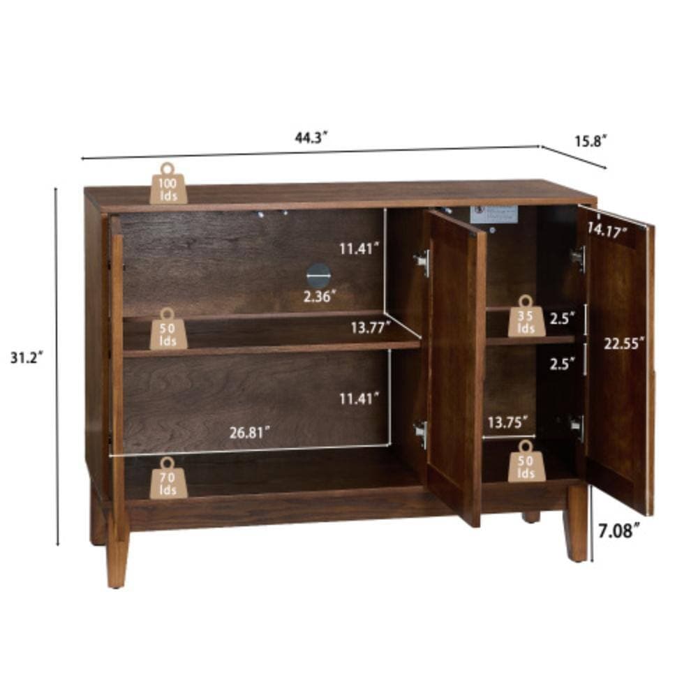 Unbranded 44.3 in. W x 15.8 in. D x 31.2 in. H Bathroom Brown Linen Cabinet (2)