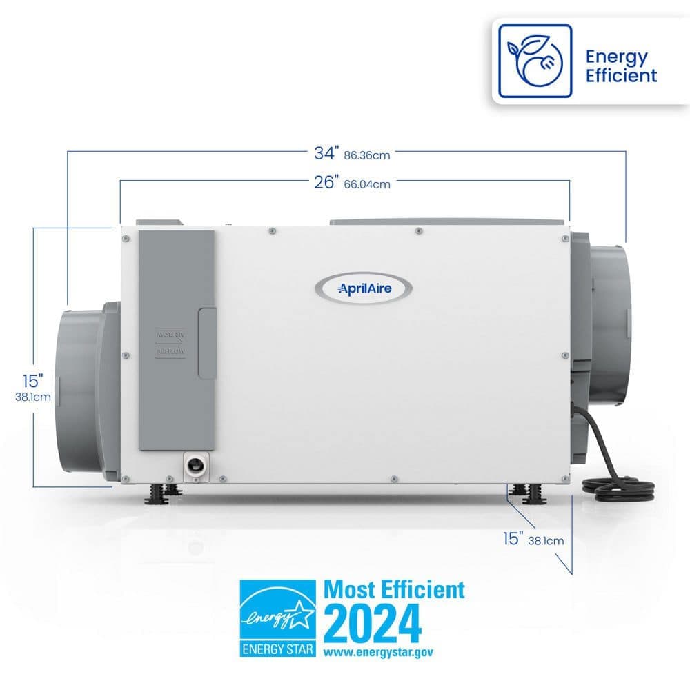 AprilAire E100C 100 pt. 5,500 sq. ft. Bucketless Dehumidifier with Casters in. Gray for Crawl Spaces, Basements, and Whole-House (3)
