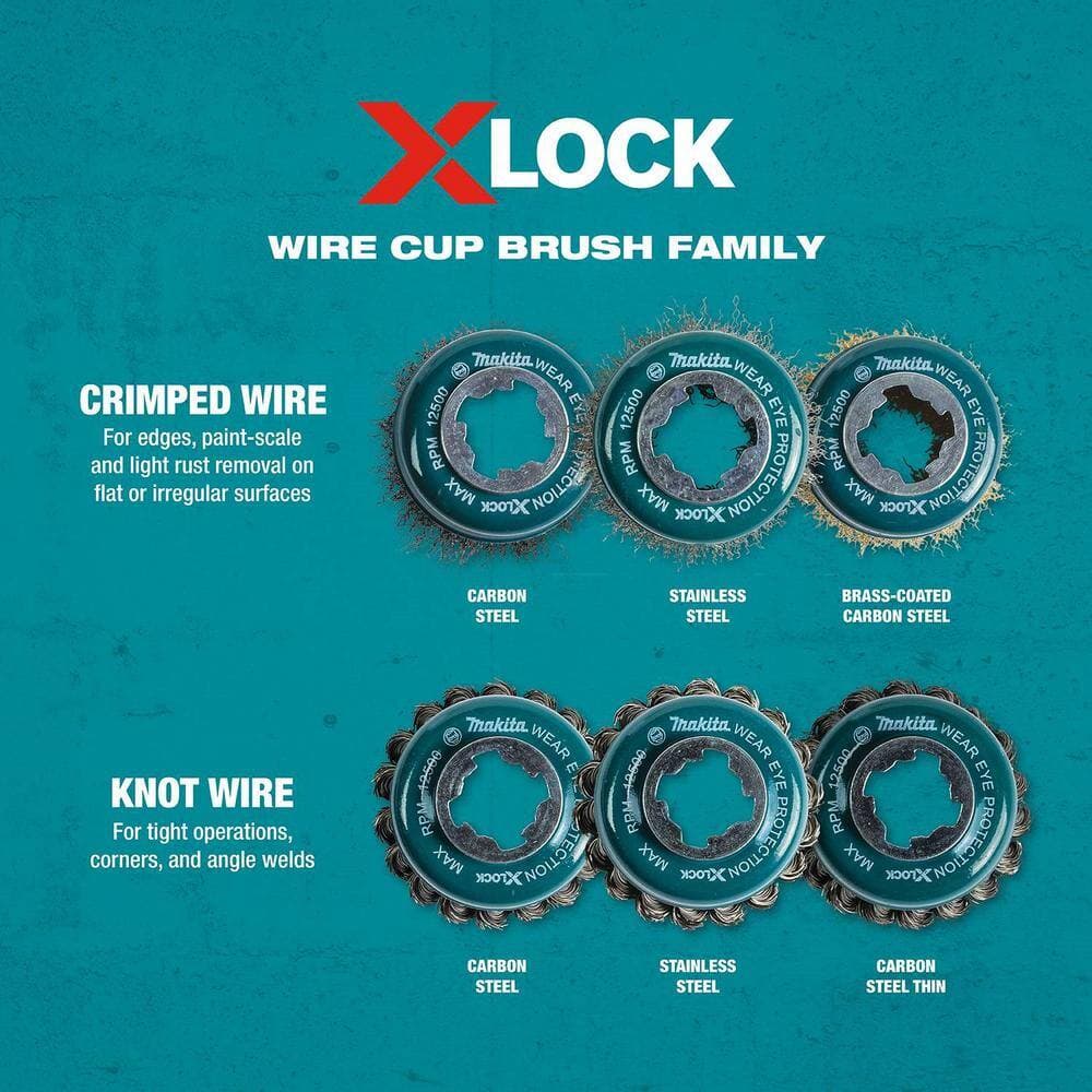 Makita X-Lock Quick Change System 3 in. Carbon Steel Crimped Wire Cup Brush (3)