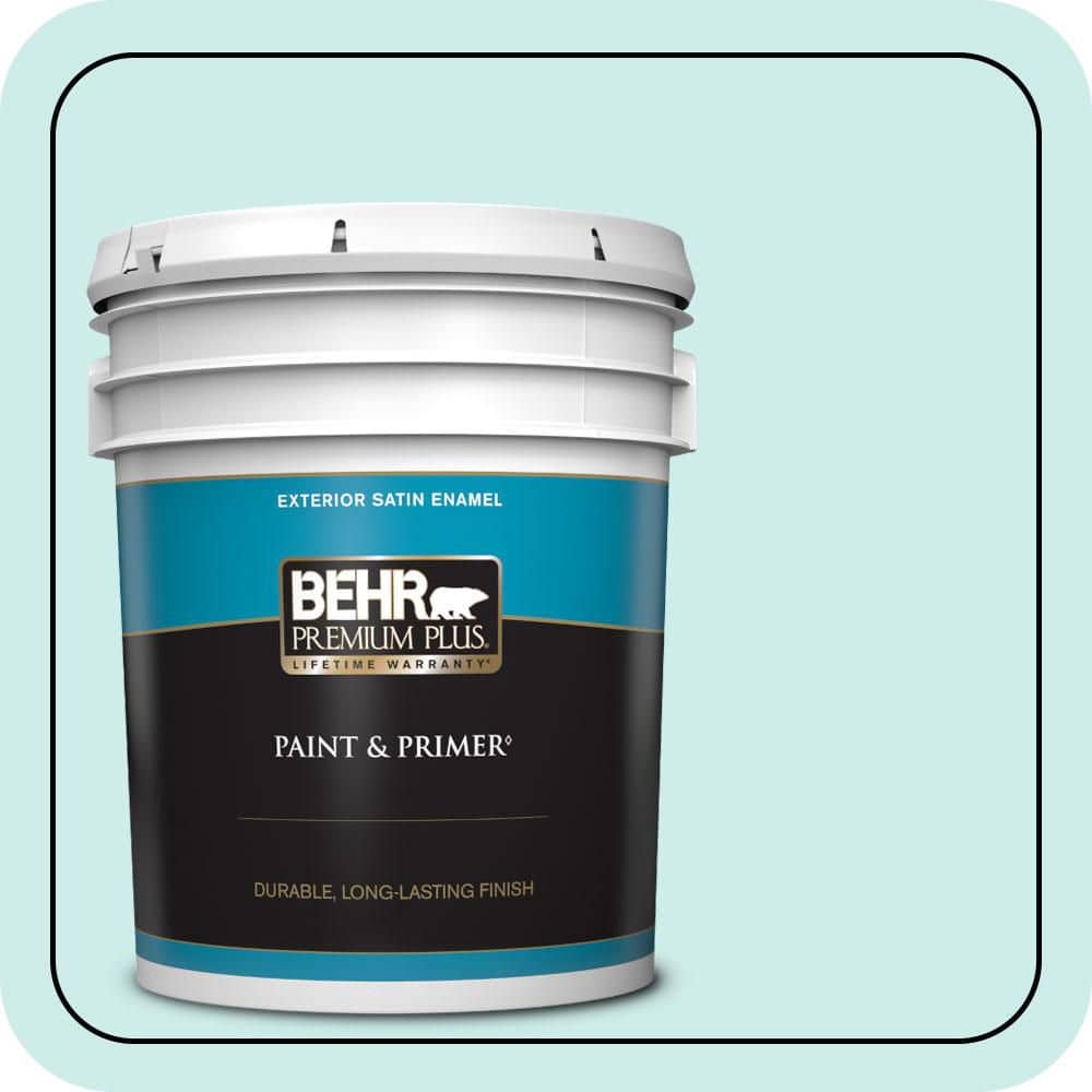 BEHR PREMIUM PLUS 5 gal. #500C-3 Spa Satin Enamel Exterior Paint & Primer